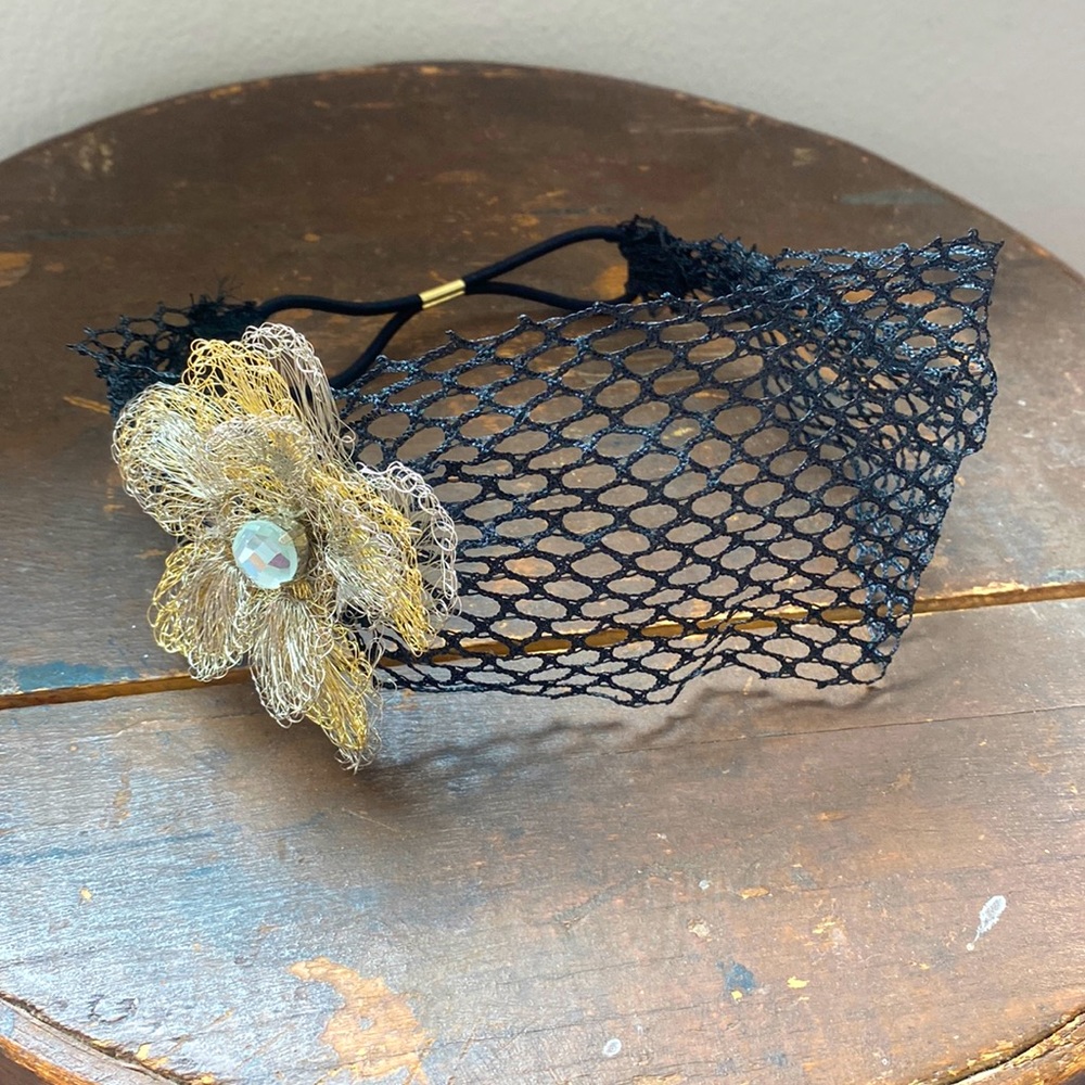 GUC Nordstrom’s Tasha Netted Headband with Gold & Silver Mesh Crystal Flower